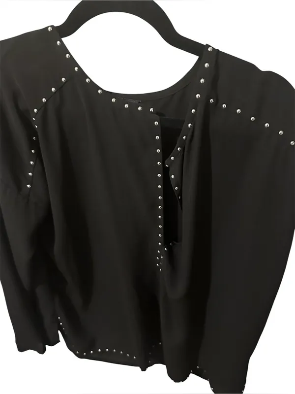 Express Black Stud-Trim Long-Sleeve Women’s Top - Image 3