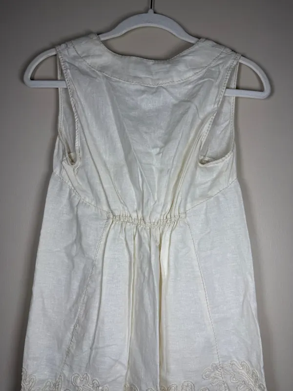 NWT MSSP/ MAX STUDIO Cream Linen Embroidered Sleeveless Dress Sz XS Sheath - Image 8