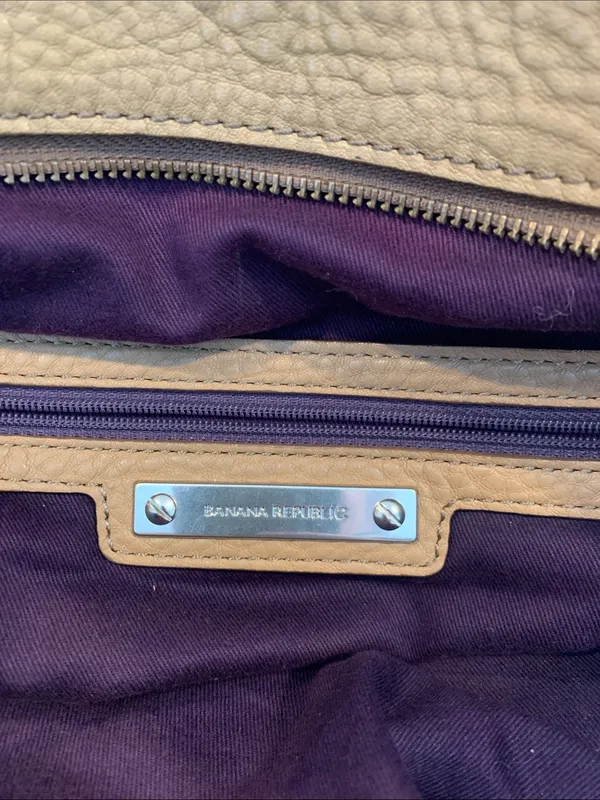 Banana Republic Genuine Leather Large Camel Tan Satchel Handbag Shoulder Bag - Image 6