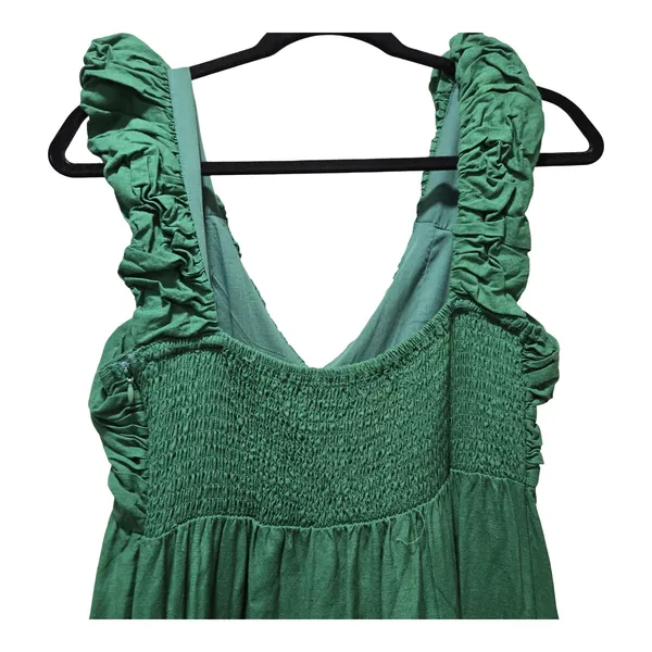 Jason Wu Emerald Green Ruffle V-Neck Tiered Maxi Women's Dress‎ Size: L - Image 5