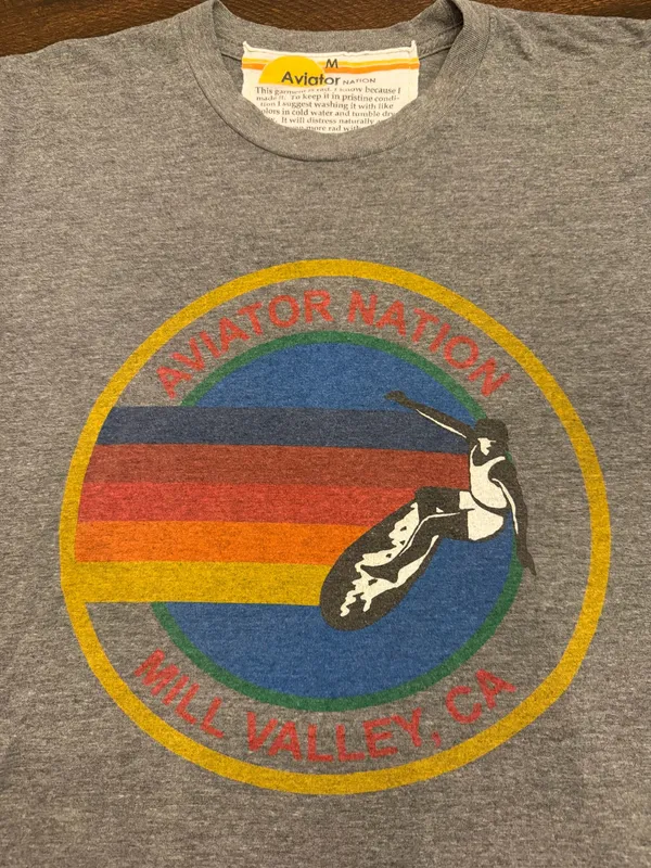 Aviator Nation Gray T-Shirt Mill Valley CA Men’s Graphic Tee-Size Medium - Image 3