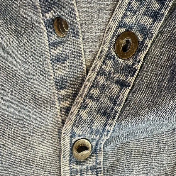 Denim & Co. Button-Up Denim Shirt Medium Cotton Blend Classic Western Retro - Image 4