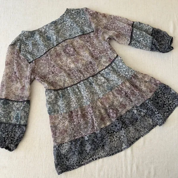 Knox Rose Patchwork‎ Paisley Boho Peplum Blouse XS Cottagecore Top - Image 5