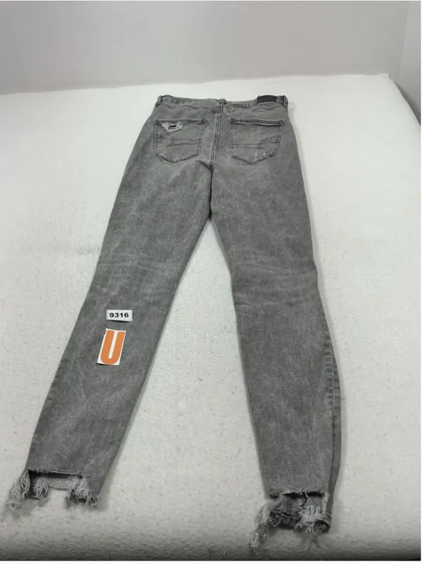 Womans Excellent American Eagle Curve Jegging Distressed Stretch Gray Jeans 10 - Image 2