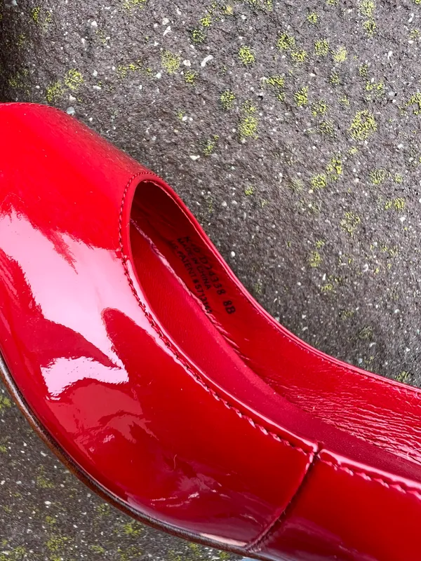 Cole Haan Patent Leather red peep toe kitten heels - Image 7