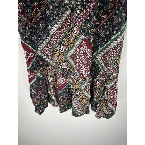 Rose & Grace Boho Patchwork Peasant Dress Rayon Off Shoulder Festival Sz‎ S - Image 3
