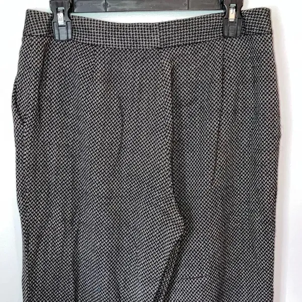 Lafayette Black & White Herringbone Wool Blend Wide Leg Pants Size 10 #771 - Image 9