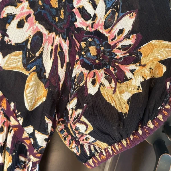 NWT Free People On The Edge Romper Black Floral Size Medium Retail $108.00 - Image 6