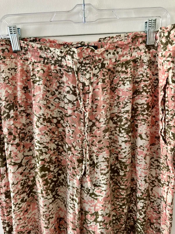 Express Pink Green Abstract Print Lounge Pants - Size Large - Image 2