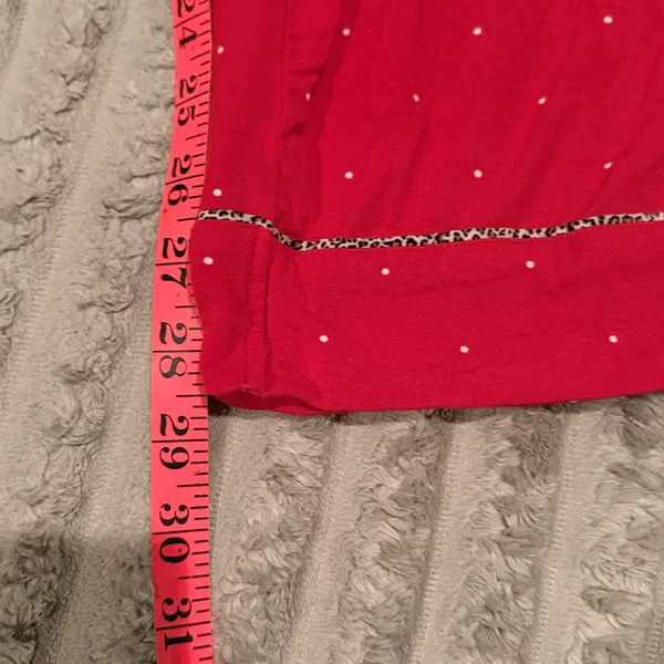 Victoria's Secret Red Polka Dot Pajama Pants Leopard Trim XS Regular - Image 6