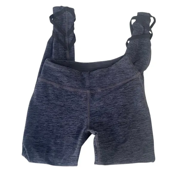 Beyond Yoga Heathered Leggings Women's Size S Black Blue Lattice Ankle - Image 2