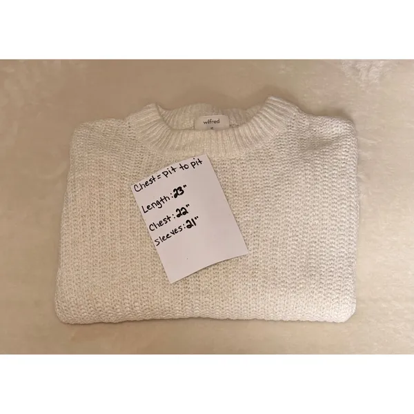 Wilfred Free Essential Chenille Crewneck Sweater Aritzia Cream Chunky Knit XS - Image 5