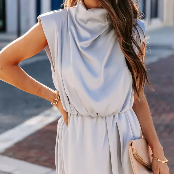 VICI | Silesia Satin Cowl Neck Dress - Image 8