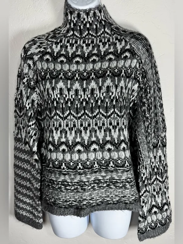 Steve Madden Indie Sweater Fair Isle Mock Neck Size Small - Image 2