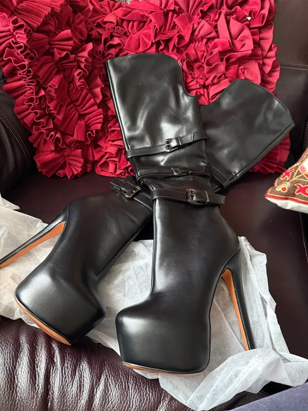 Black Platform Stiletto Boots size 7 new - Image 6