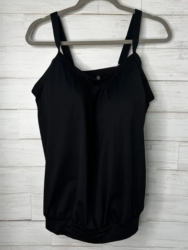 Lands End Womens Blouson Chlorine Resistant Tankini Swim Top in Black Size 16 - Image 3