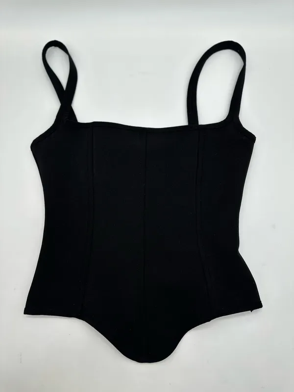 ZARA NWT Black Corset Tank Top Size Small | Square Neck Stretch Bustier Cami - Image 5