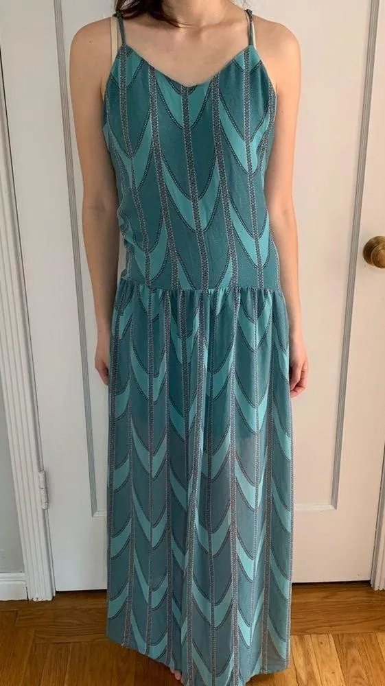 Forever 21 Mint Sage green & black paisley chain print maxi dress - Image 4