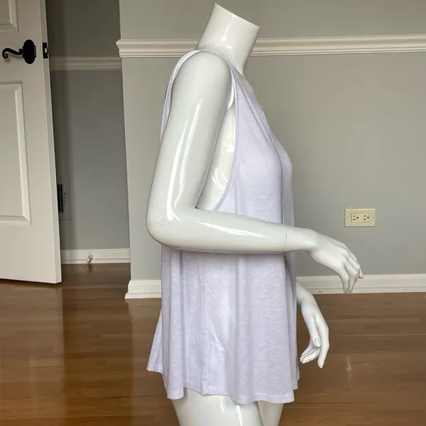 Free People White Tank Top M Sleeveless Open Back Flowy Boho Minimalist Top - Image 4