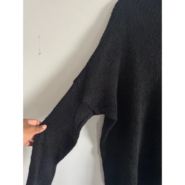 Debbie Katz South Beach Black Oversized Mock Neck Knit Sweater‎ Made in Italy - Image 3