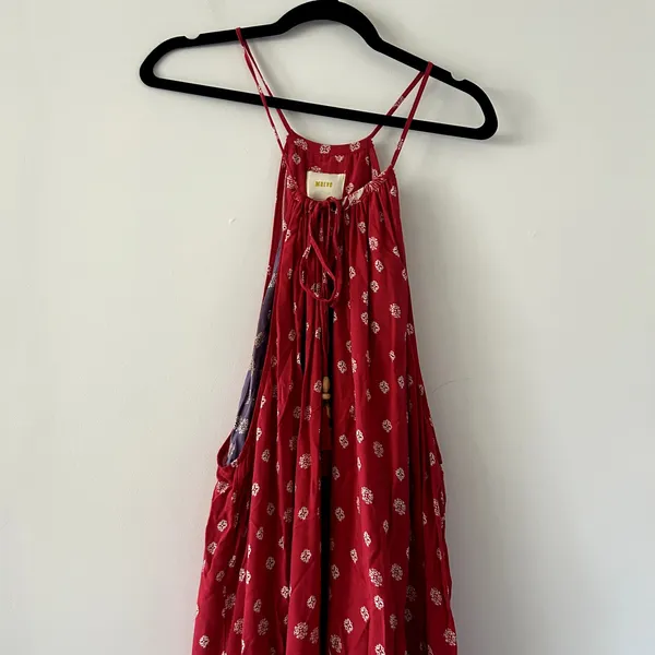 Maeve Anthropologie Juniper Red Paisley Floral Maxi Boho Dress Size L - Image 3