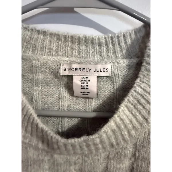 Sincerely Jules Women's‎ Crop Knit Sweater Gray Size M - Image 3