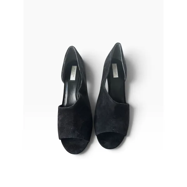 Cole Haan Bethany Open Toe Pump 7 Black Suede d'Orsay Stiletto Heels - Image 2