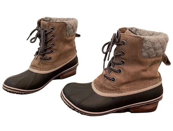 Sorel Slimpack ll Lace Boot Sz 7.5 Leather Winter Duck Boot Lace Up - Image 4