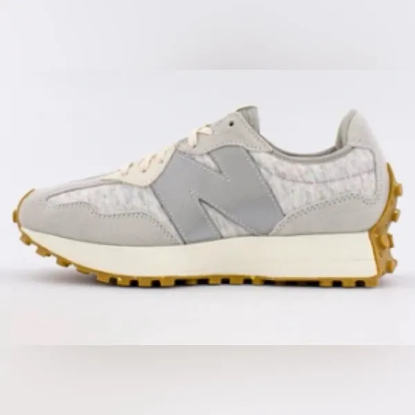 New Balance 327 Womens Rain Cloud‎ and Rose Water Size 9 Gray w/Pink Laces - Image 2