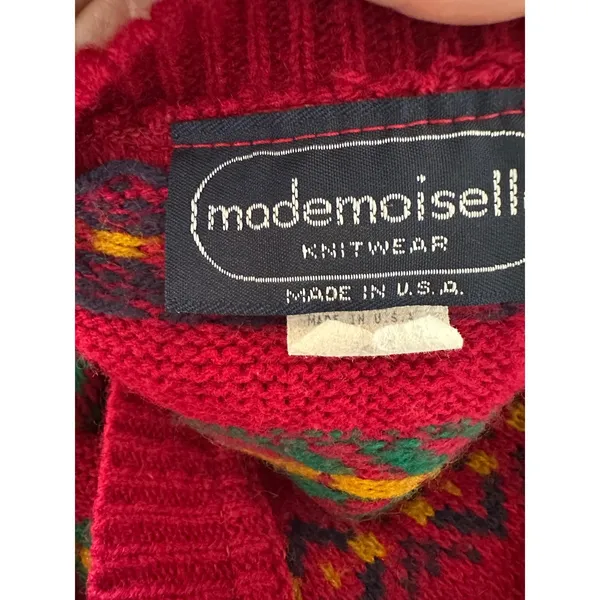 VTG Sweater Vest Women Small Red Fair Isle Button USA Grannycore Preppy Retro - Image 6