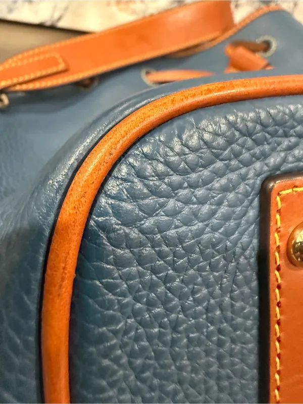 Dooney & Bourke Bucket Drawstring Tasha Midnight Blue EUC - Image 12