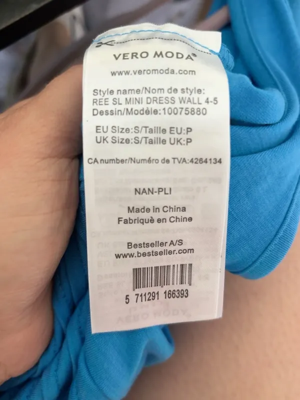 Vero Moda Blue Fitted Textured Sleeveless Mini Dress S - Image 5