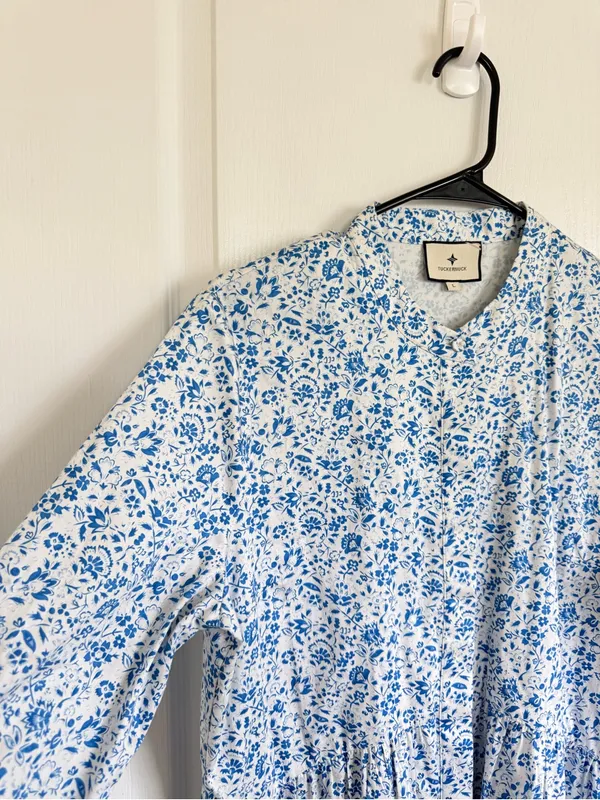 Tuckernuck Royal Shirt Dress in Blue Floral - Image 4
