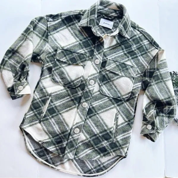 NEW Stradivarius Plaid Green Shacket Jacket Coat - Image 6