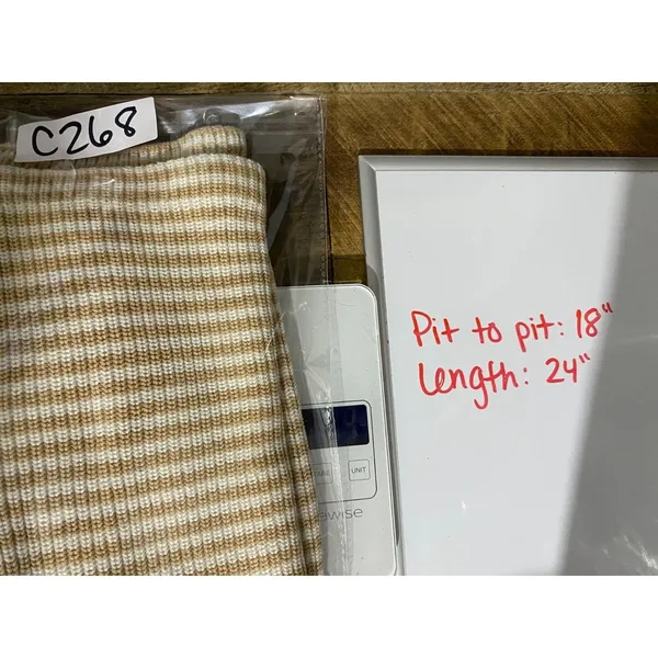 Lauren Ralph‎ Lauren Short Sleeve Rib Knit Top L Yellow White Stripe Preppy - Image 4