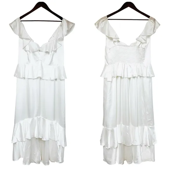 SHOW ME YOUR MUMU‎ Reese White Ruffle Dress Size 1X Bridal Shower Beach Wedding - Image 2
