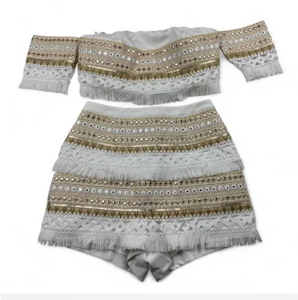 Anthropologie Embellished Gold and Cream Matching Set - Image 2