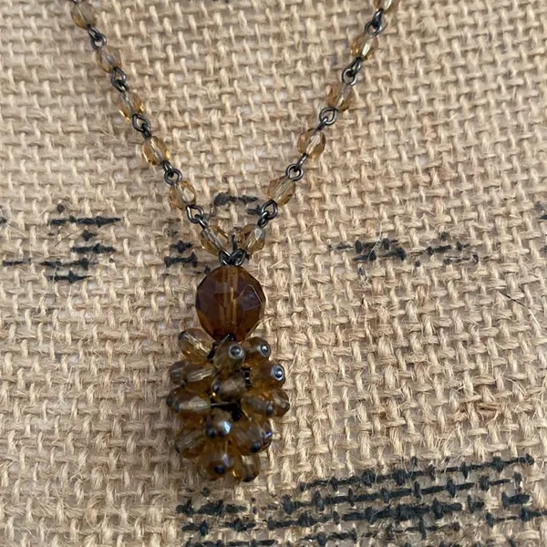 Cheryl Reis‎ Cluster Beaded Necklace Boho Acorn Brown - Image 2