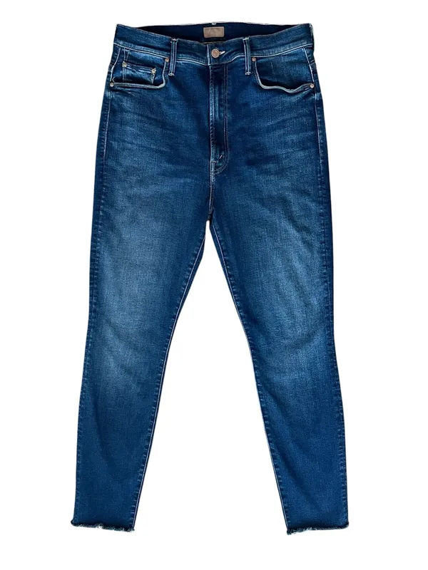 MOTHER Denim Women’s High Waisted Rail Ankle Fray Crop Jeans High Fidelity Wash - Image 2