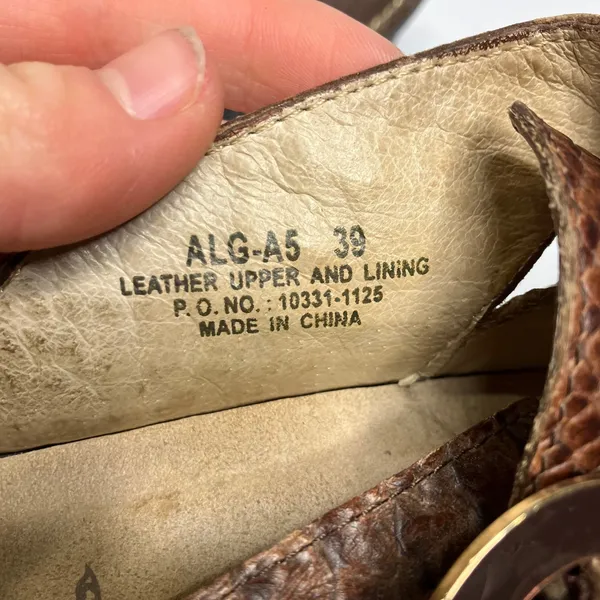 Alegria‎ classic slip on clogs brown croc embossed leather women's size 39 - Image 8