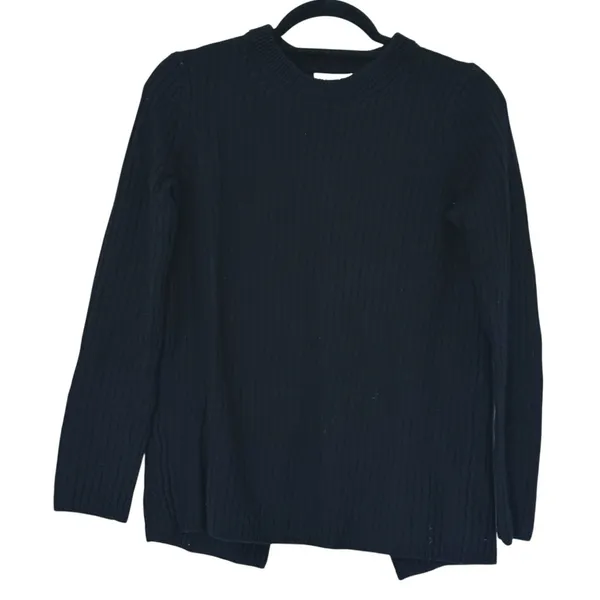 Rag & Bone Womens Wool Ribbed Sweater Open Back S Black Quiet Luxury Minimal - Image 3