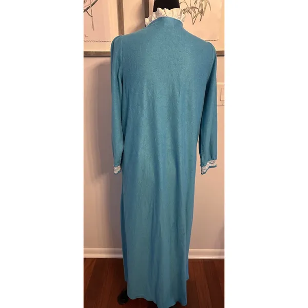 Vintage Moodsetter Nightgown Robe House Coat Blue Cottage Victorian Zip Sz.Small - Image 2