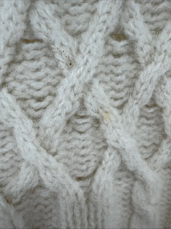 Aran Crafts Cream Cable-Texture Turtleneck zip up cropped cardigan 100% wool M - Image 10