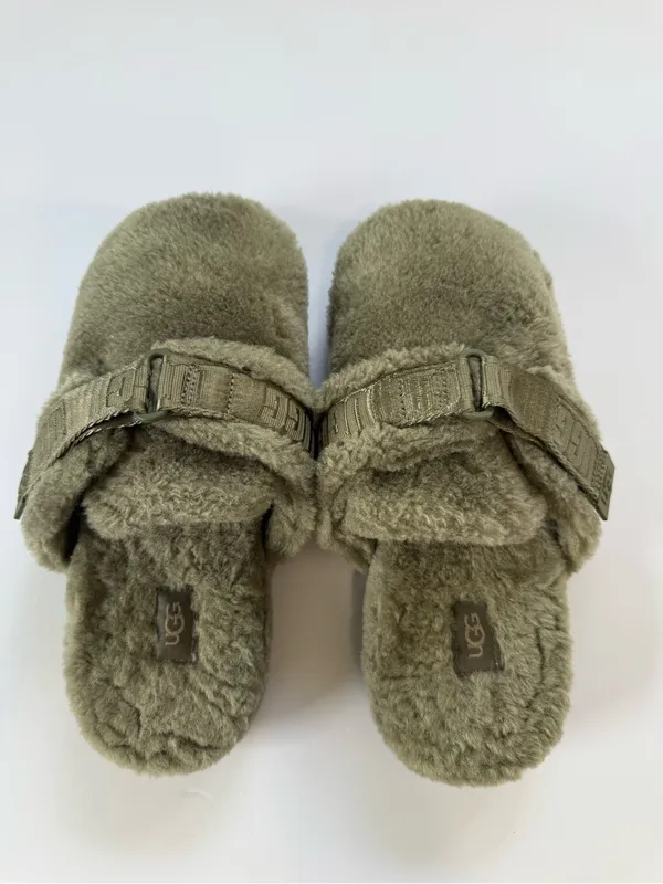 UGG women’s Olive Green Fuzz Clog Slippers - Image 6