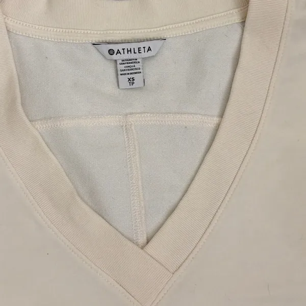 Athleta Retroterry V-Neck Cream White Sweatshirt Vest Tank Top Size XS - Image 3