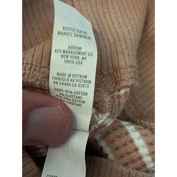 OFFLINE By Aerie Sweater Womens Small Beige Striped Waffle Knit Boat Neck Soft - Image 9
