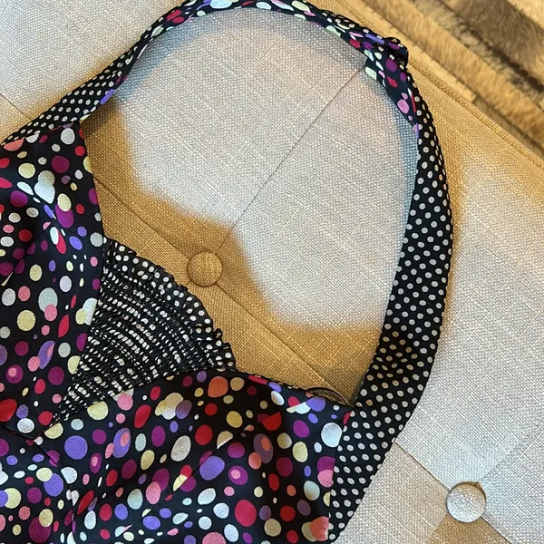 Phoebe Couture by Kay Unger 100% Silk Dot Halter Swing Dress Size 2‎ - Image 6