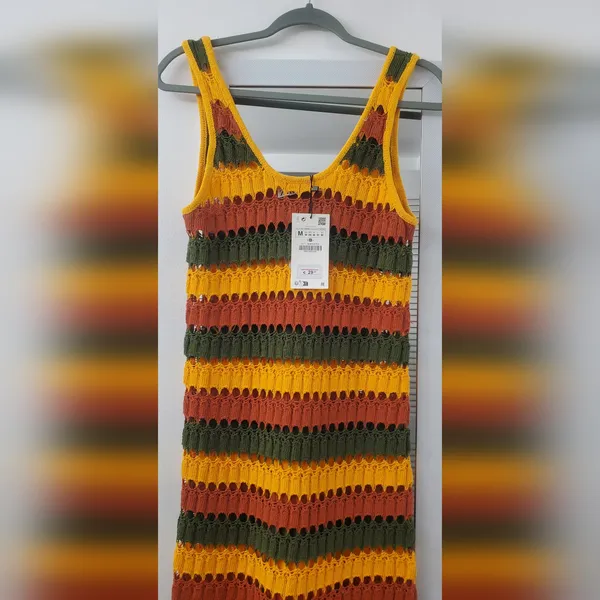 New Zara Striped Knitted Dress. Multicolor. Medium - Image 7