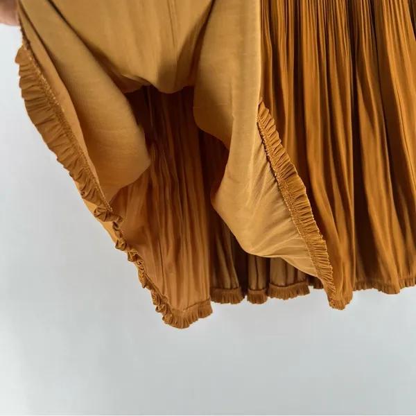 Anthropologie Maeve Saniya Mini Dress Pleated Satin Ruffle‎ Trim Feminine - Image 10