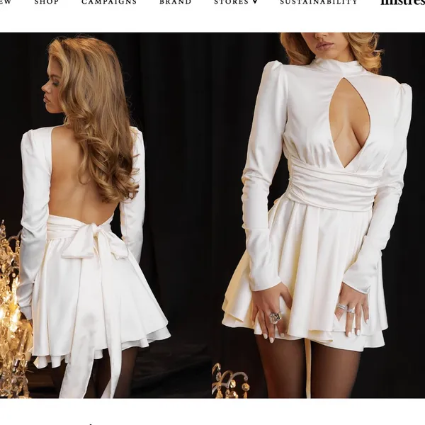 House of CB‎ Aryana Ivory Satin Bow Open Back Mini Dress Small NWOT - Image 3